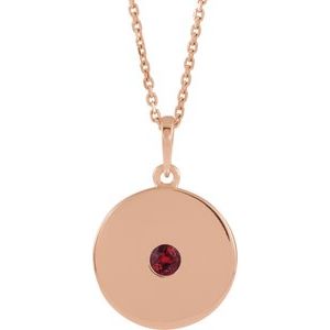 14K Rose Natural Ruby Disc 16-18" Necklace