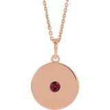 14K Rose Lab-Grown Ruby Disc 16-18" Necklace