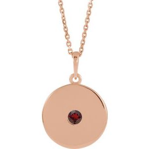 14K Rose Natural Mozambique Garnet Disc 16-18" Necklace