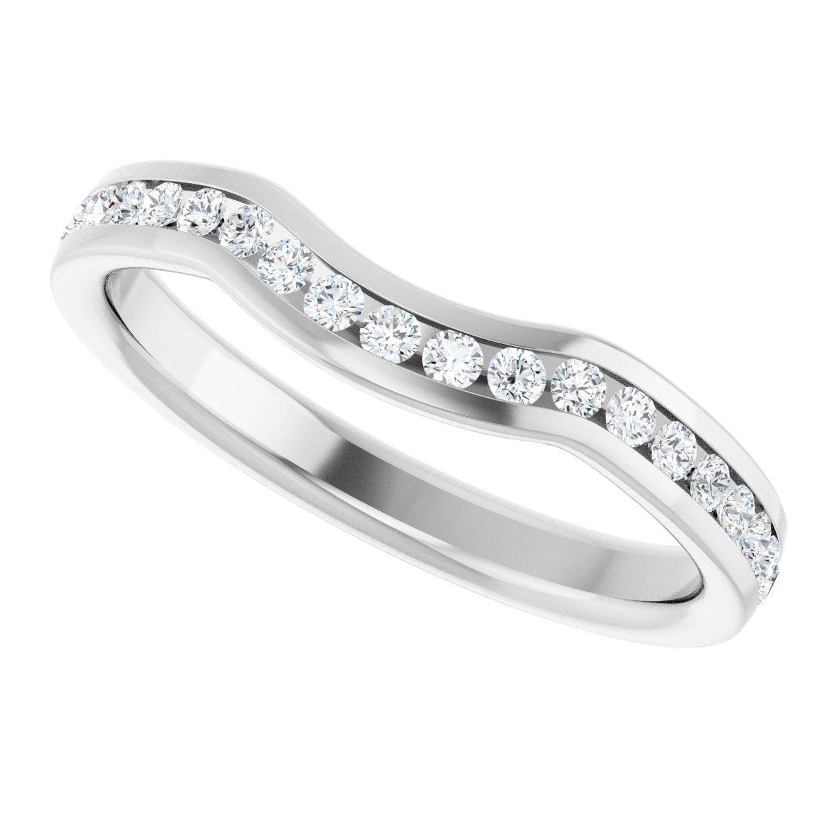14K White Gold 1/3 CTW Natural Diamond Contour Band