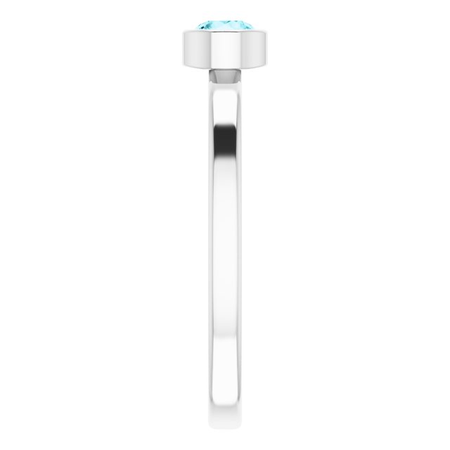 14K White Gold 4mm Natural Blue Zircon Ring