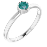 Rhodium-Plated Sterling Silver 4 mm Imitation Alexandrite Ring