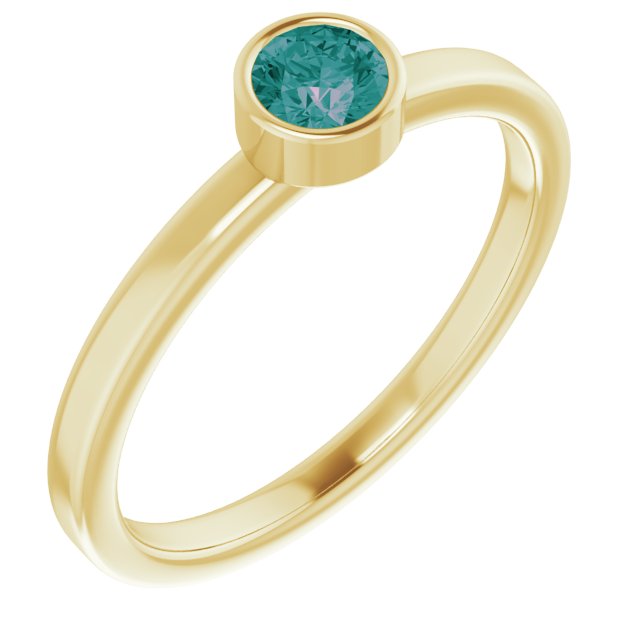 14K Yellow 4mm Round Alexandrite Ring