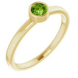 14K Yellow 4mm Natural Peridot Ring