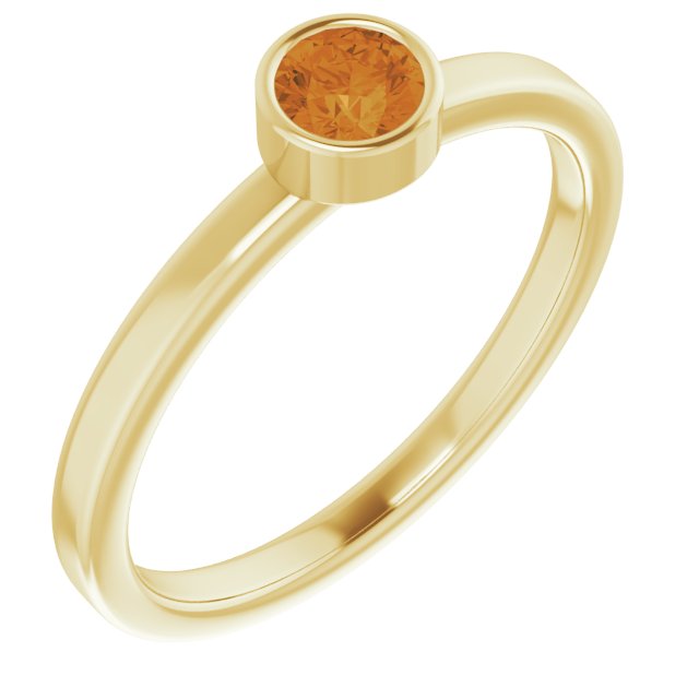 14K Yellow 4mm Natural Citrine Ring