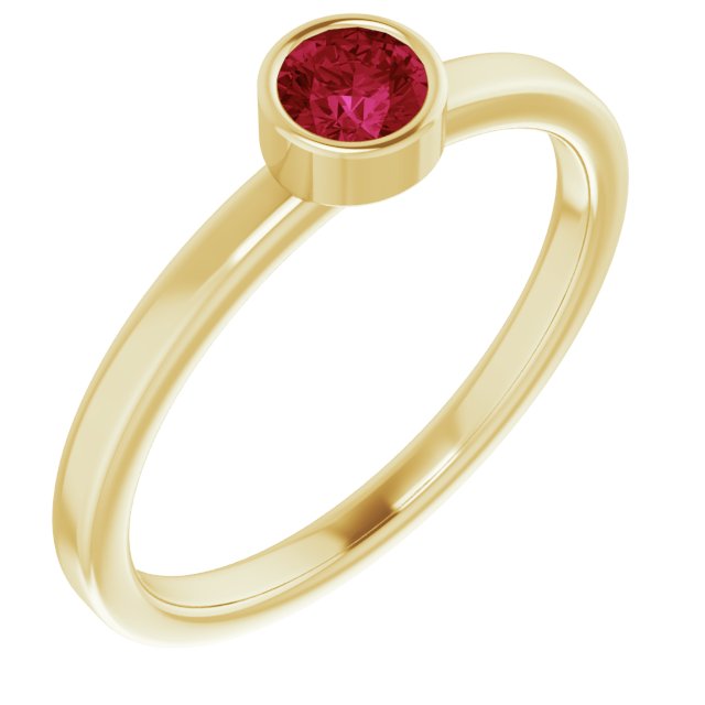 14K Yellow 4mm Natural Ruby Ring