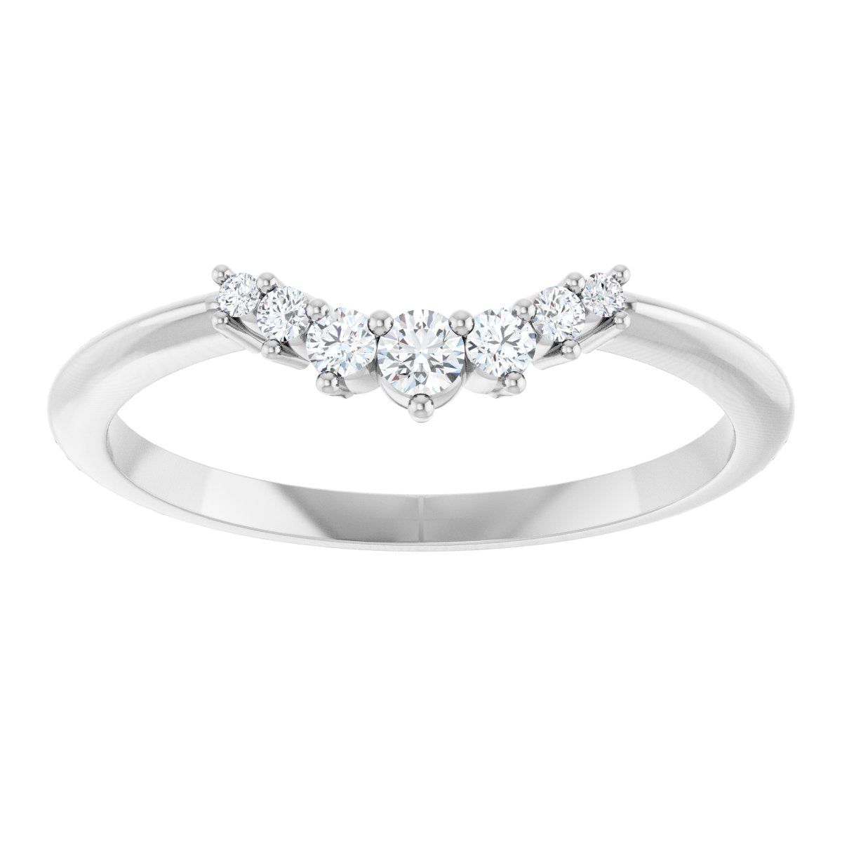 14K White Gold 1/8 CTW Natural Diamond Contour Band
