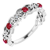 Sterling Silver Natural Ruby & .02 CTW Natural Diamond Scroll Ring