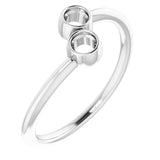 14K White Round Two-Stone Ring Mounting