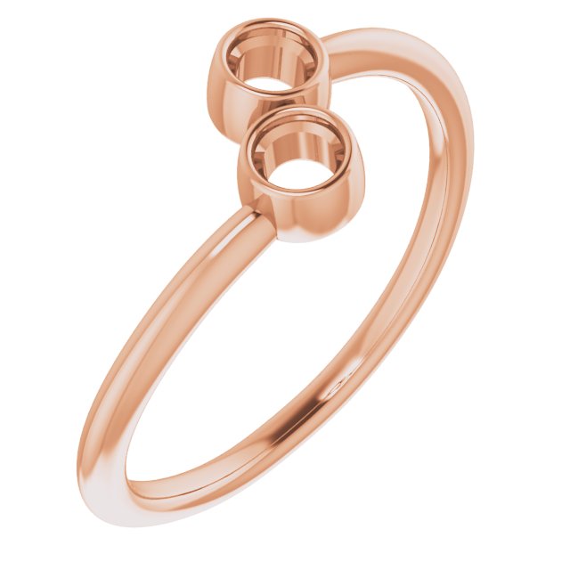 14K Rose Round Two-Stone Ring Mounting