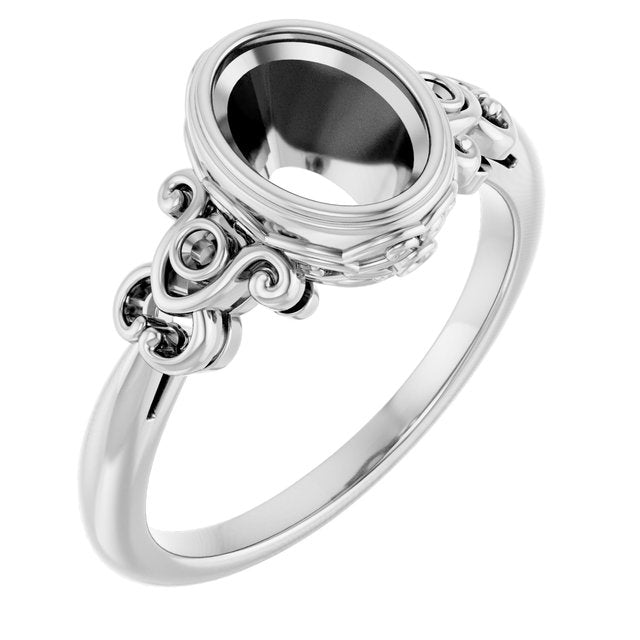 18K X1 White 8x6 mm Oval Ring Mounting