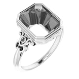 Palladium 11x9 mm Emerald Ring Mounting