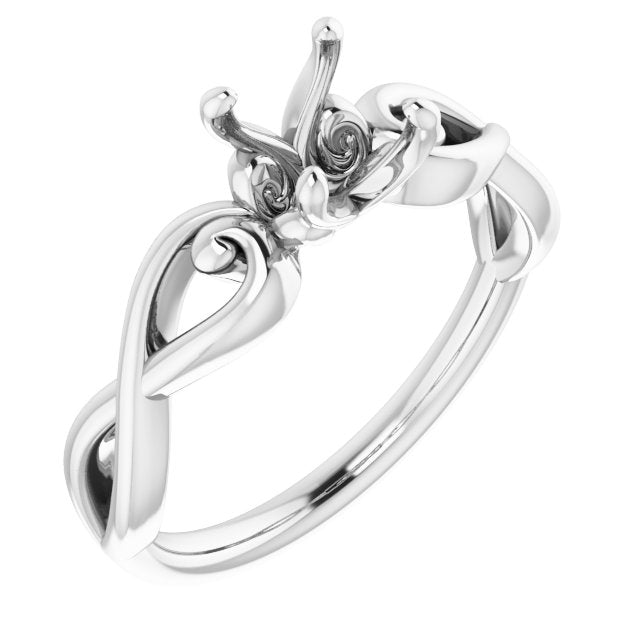 14K X1 White 6mm Round Ring Mounting