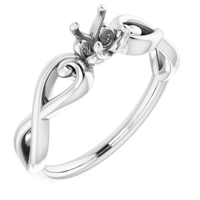 18K White 4.4mm Round Ring Mounting