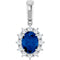 85654 / Pendant / Set / 14K White / Oval / Lab-Grown Blue Sapphire / 8 X 6Mm :: 1/3 Ctw / Natural Diamond / I1, GH / Polished / Lab-Grown Blue Sapphire And 1/3 Ctw Natural Diamond Pendant