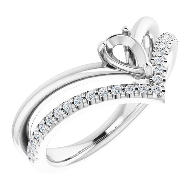 Sterling Silver 1/6 CTW Natural Diamond Semi-Set Negative Space Ring