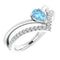 14K White Natural Aquamarine & 1/6 CTW Natural Diamond Ring