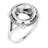 14K White 9mm Round Ring Mounting