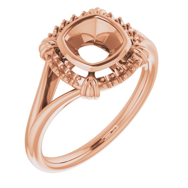 10K Rose 6mm Cushion Ring Mounting