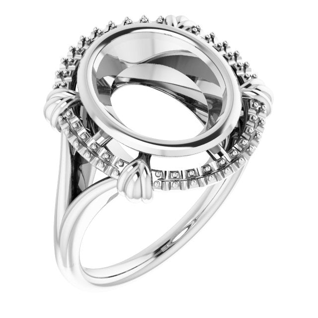 18K White 11x9 mm Oval Ring Mounting