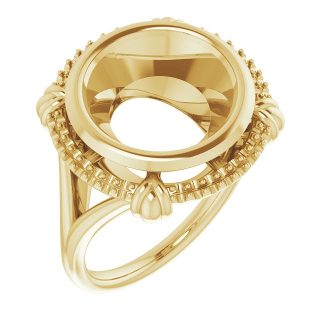 18K Yellow 12mm Round Ring Mounting