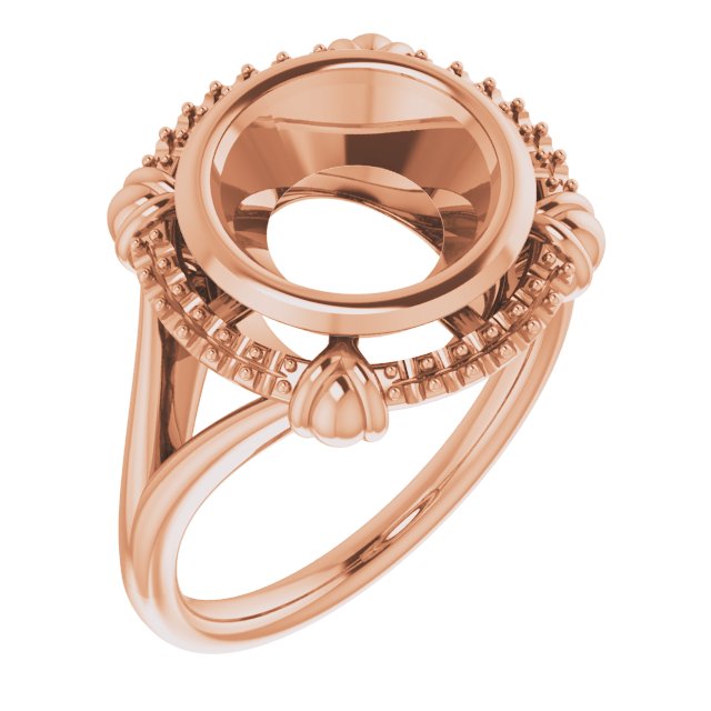 14K Rose 9.4mm Round Ring Mounting