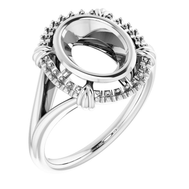 10K White 9x7 mm Oval Ring Mounting