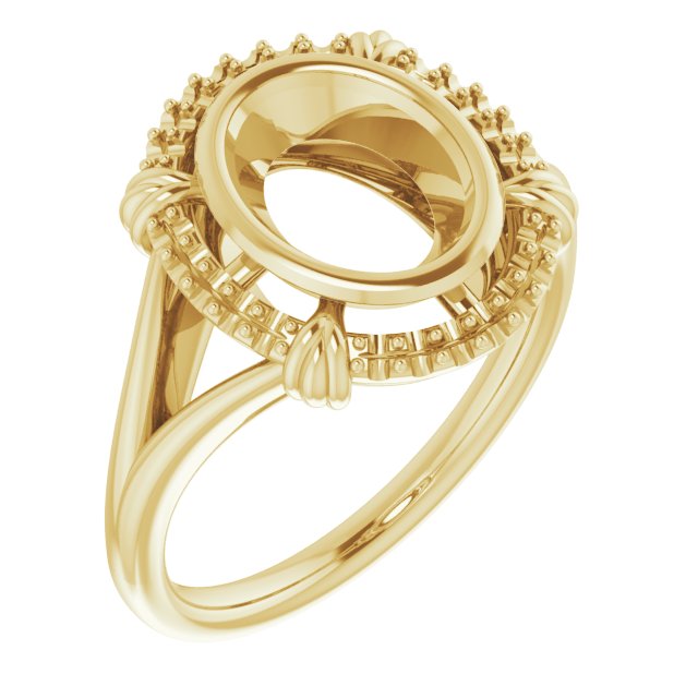 10K Yellow 9x7 mm Oval Ring Mounting