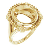 14K Yellow 12x10 mm Oval Ring Mounting