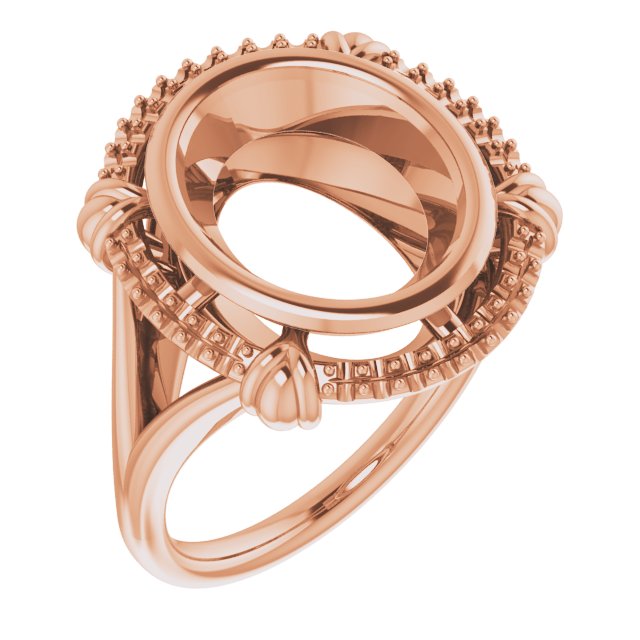 14K Rose 12x10 mm Oval Ring Mounting