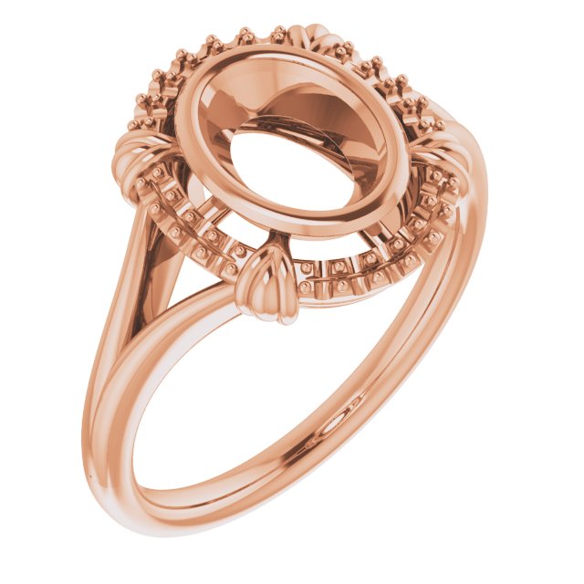 18K Rose 8x6 mm Oval Ring Mounting