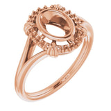 10K Rose 7x5 mm Oval Ring Mounting