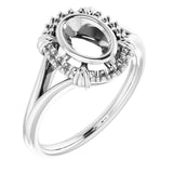 14K X1 White 7x5 mm Oval Ring Mounting