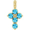 14K Yellow Natural Aquamarine Cross Pendant