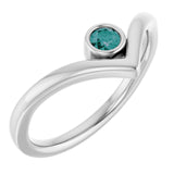 Platinum Natural Alexandrite Bezel Set V Ring
