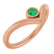 14K Rose Lab-Grown Emerald Bezel Set V Ring