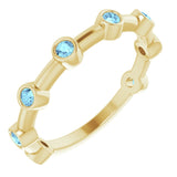14K Yellow Natural Aquamarine Bezel Set Bar Ring