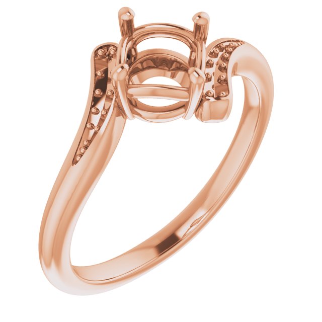 10K Rose 6mm Round Ring Mounting