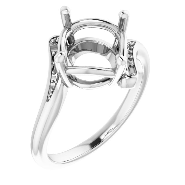 14K X1 White 9.4mm Round Ring Mounting