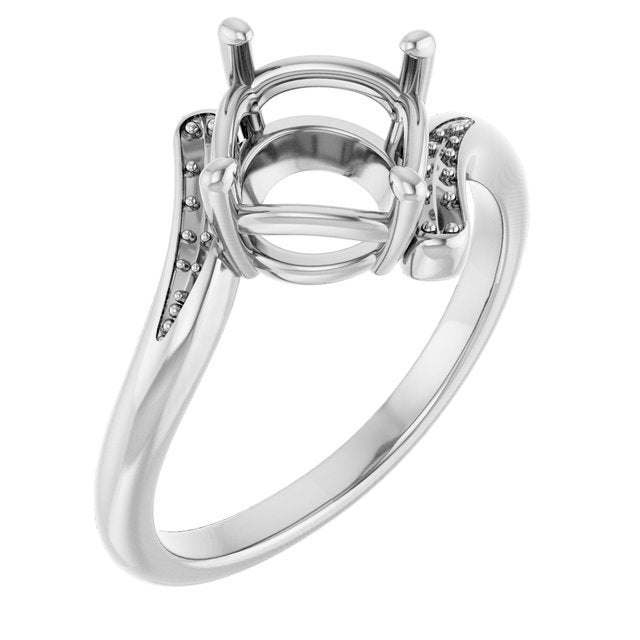 18K White 8mm Round Ring Mounting