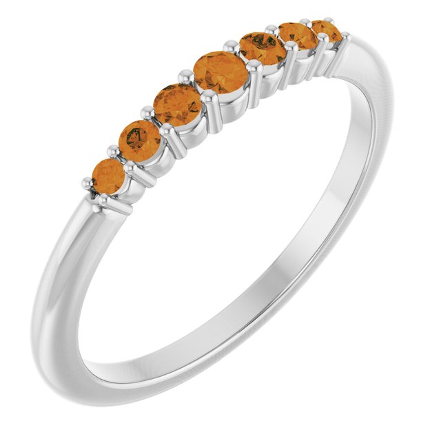 Platinum Natural Citrine Stackable Ring