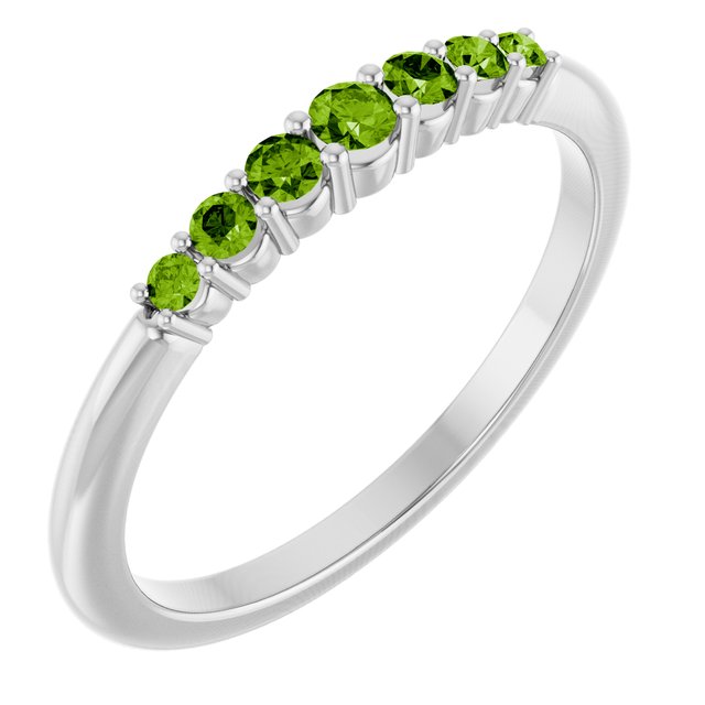 14K White Natural Peridot Stackable Ring