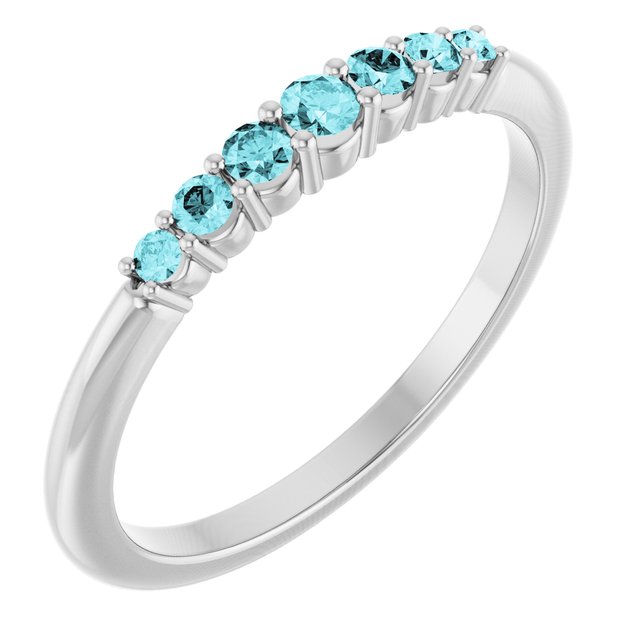 Platinum Natural Blue Zircon Stackable Ring