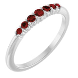 Platinum Natural Mozambique Garnet Stackable Ring