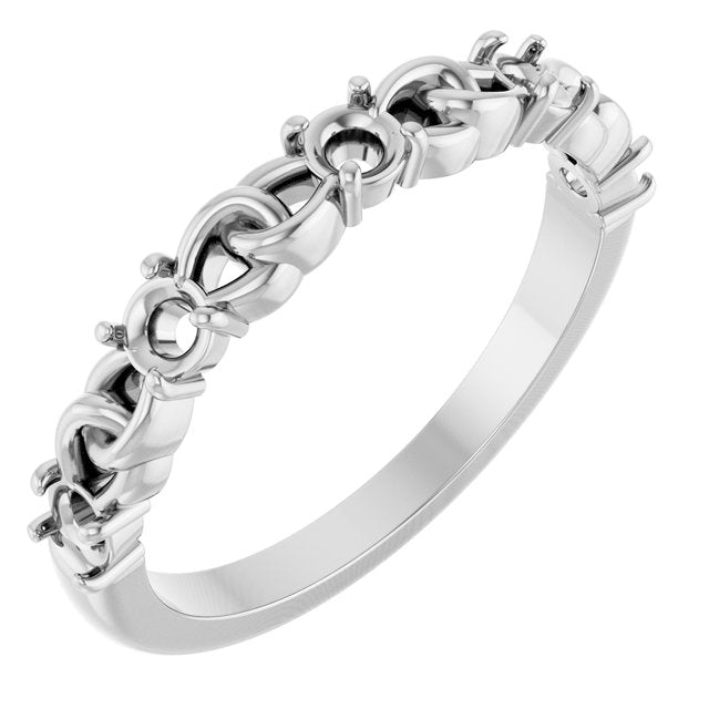 Sterling Silver Accented Stackable Link Ring Mounting