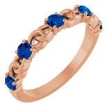 14K Rose Lab-Grown Blue Sapphire Stackable Ring