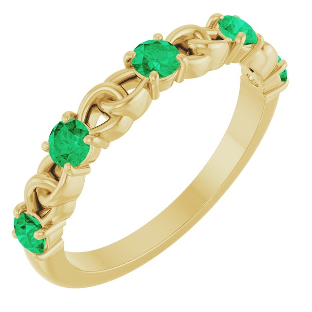14K Yellow Lab-Grown Emerald Stackable Ring