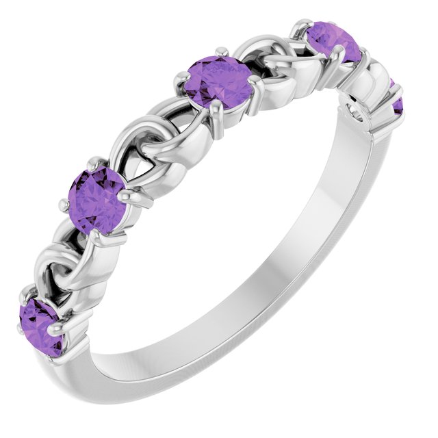 Platinum Natural Amethyst Stackable Ring