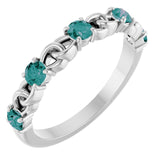 14K White Lab-Grown Alexandrite Stackable Ring