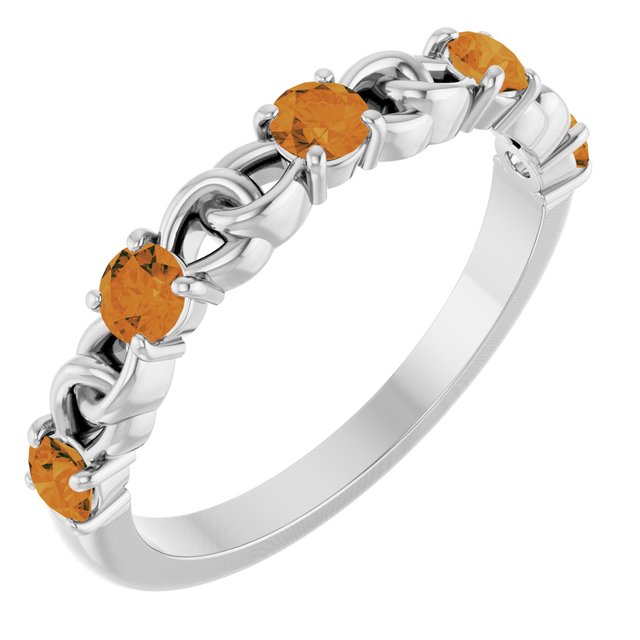 14K White Natural Citrine Stackable Ring